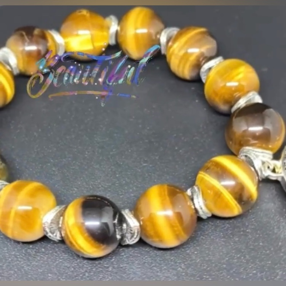 NWT “but the Greatest of ALL” 1st Corinthians 13:13 10mm Tiger Eye 2PC Bracelets - Picture 4 of 8